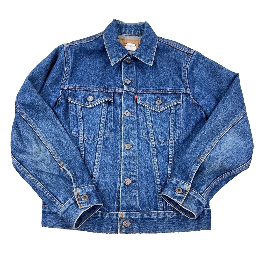 Vintage Levis Jacket Boys Size 16 Blue Denim Trucker Made USA 70704 0216 90s - Picture 2 of 14